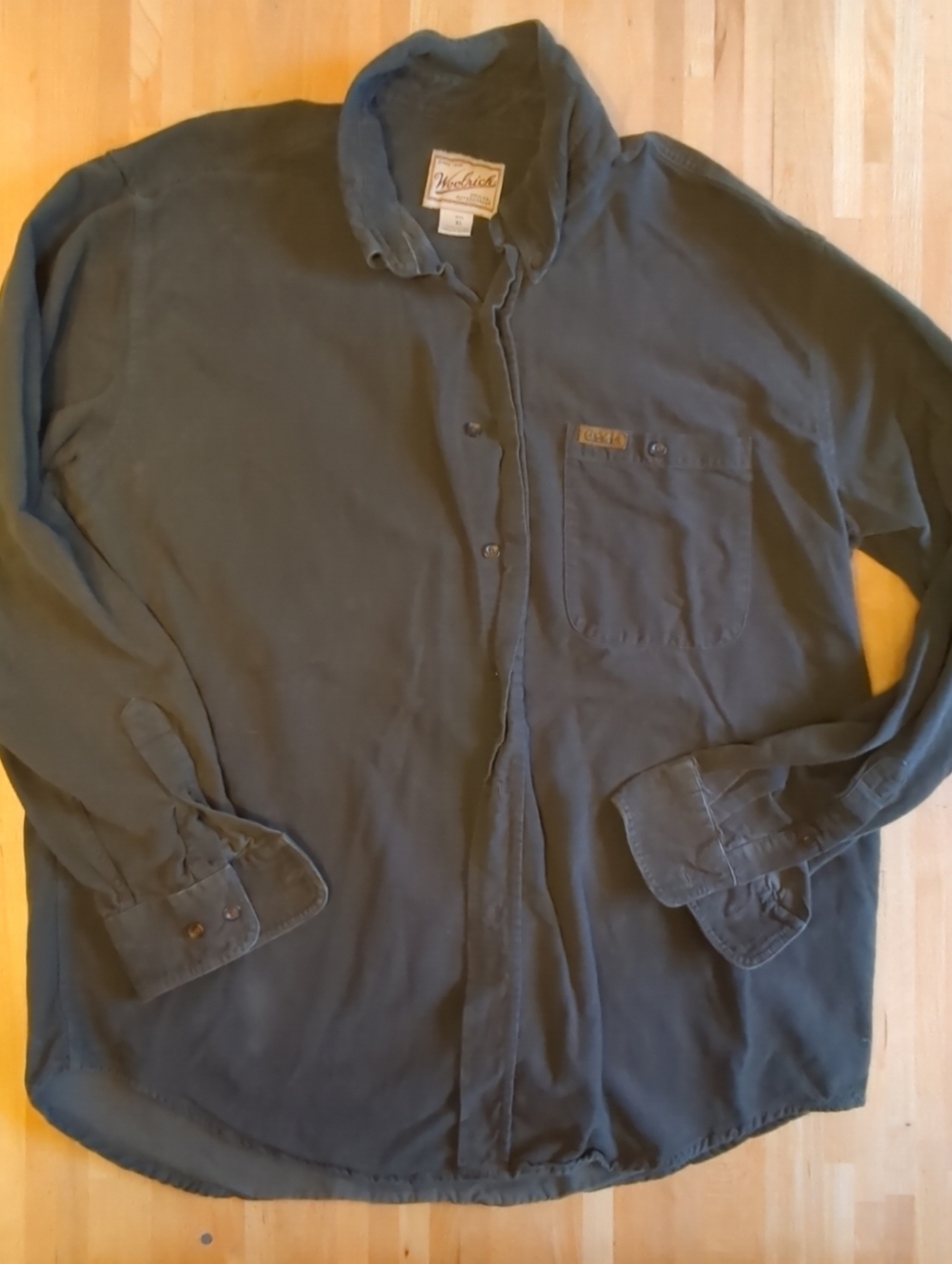 Woolrich Shirt Mens Size XL Long Sleeve Button Down Vintage Canvas Green